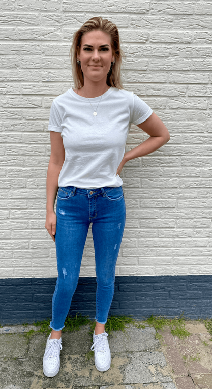 High Waist skinny jeans Famke Blauw