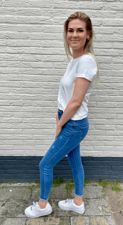 High Waist skinny jeans Famke Blauw