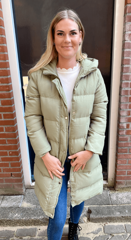 Winterjas long fit Amber groen