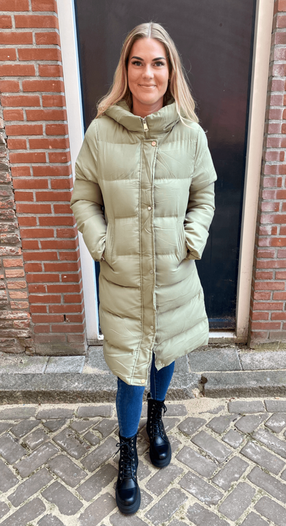 Winterjas long fit Amber groen