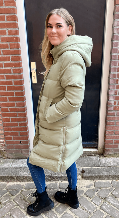 Winterjas long fit Amber groen