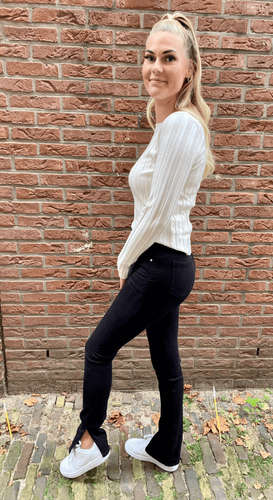 High waist jeans split Kato Zwart (extra lang)